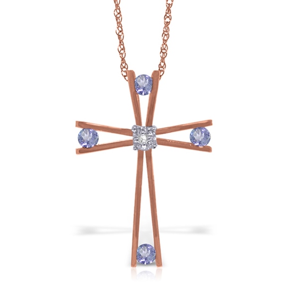 Galaxy Gold Products Jewelry - GOLD CROSS WITH NATURAL DIAMOND & TANZANITES